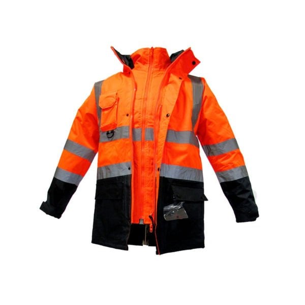 5+1 Reflektörlü İçi Çıkmalı Turuncu Lacivert Kışlık Parka Mont